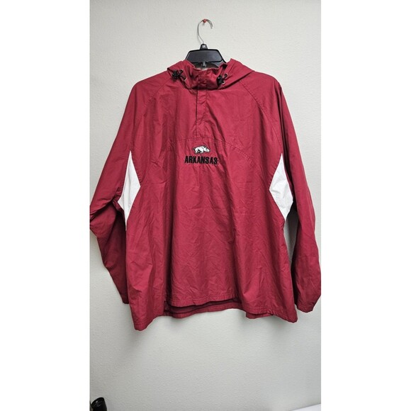 Arkansas Razorbacks Jacket Mens 2XL Red White Pullover Hooded Football Wear - Picture 1 of 11